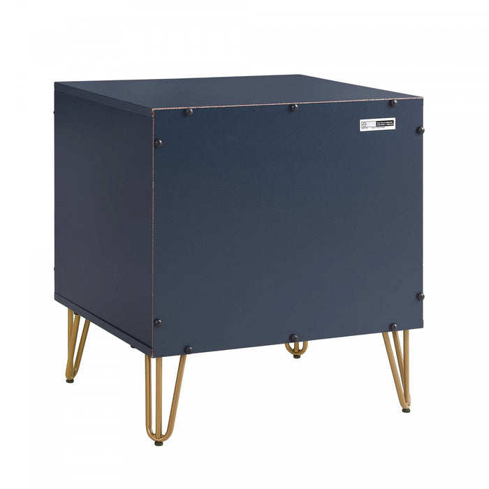 Dumbo Modern 20\" Fluted Nightstand in Midnight Blue (1-Drawer) - Set of 2