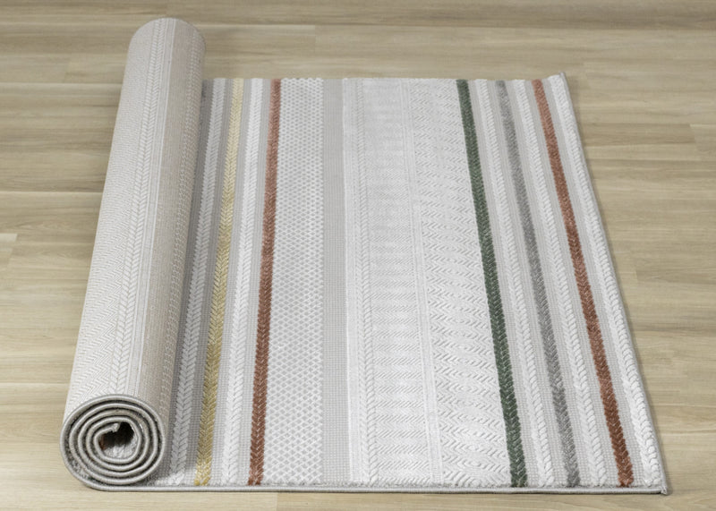London Multi-Coloured Striped Area Rug - 5'3\" x 7'7\"