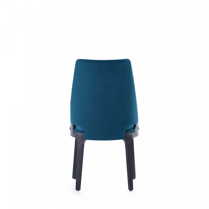 Kara Modern Wood Upholstered Dining Chair in Blue - Set of 4