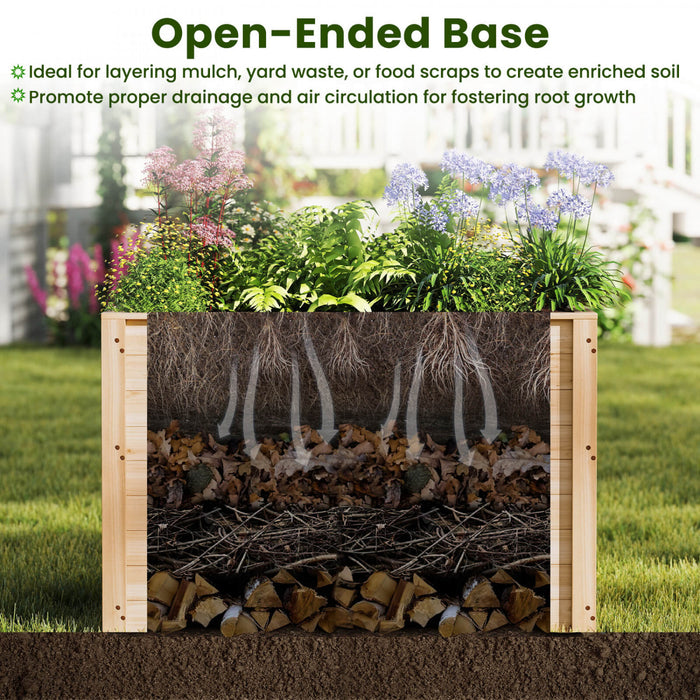 Costway 2 Pcs Elevated Planter Box With Open-ended Base For Deep-rooted Vegetable
