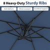 Costway 10FT Patio Offset Hanging Umbrella Easy Tilt Adjustment 8 Ribs Backyard Blue