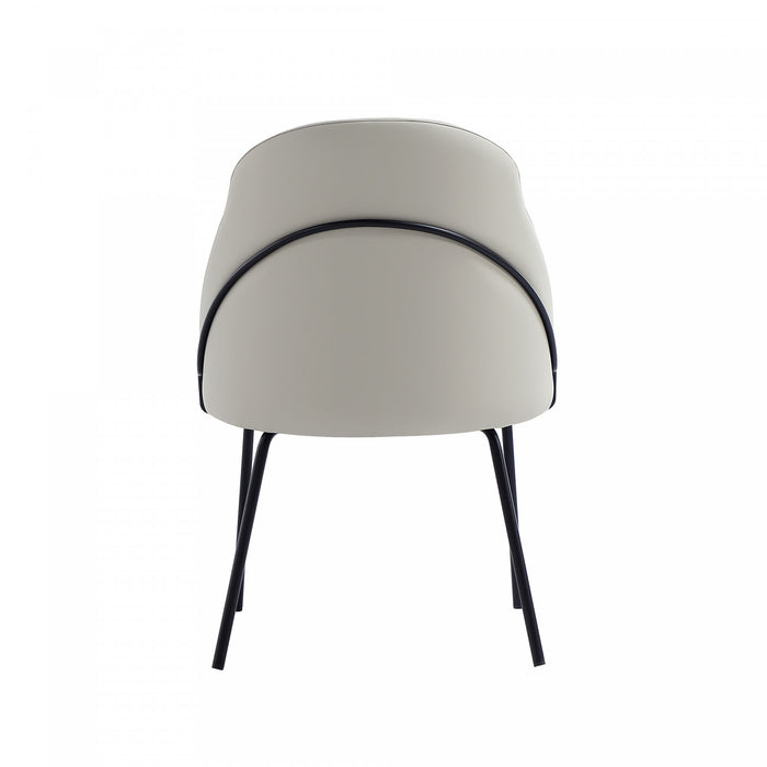 Gracie Modern Metal Vegan Leather Dining Chair in Stone Gray and Black
