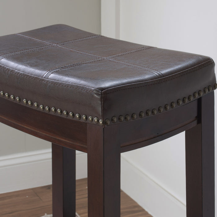 Claridge Faux Leather Backless Barstool - Browm