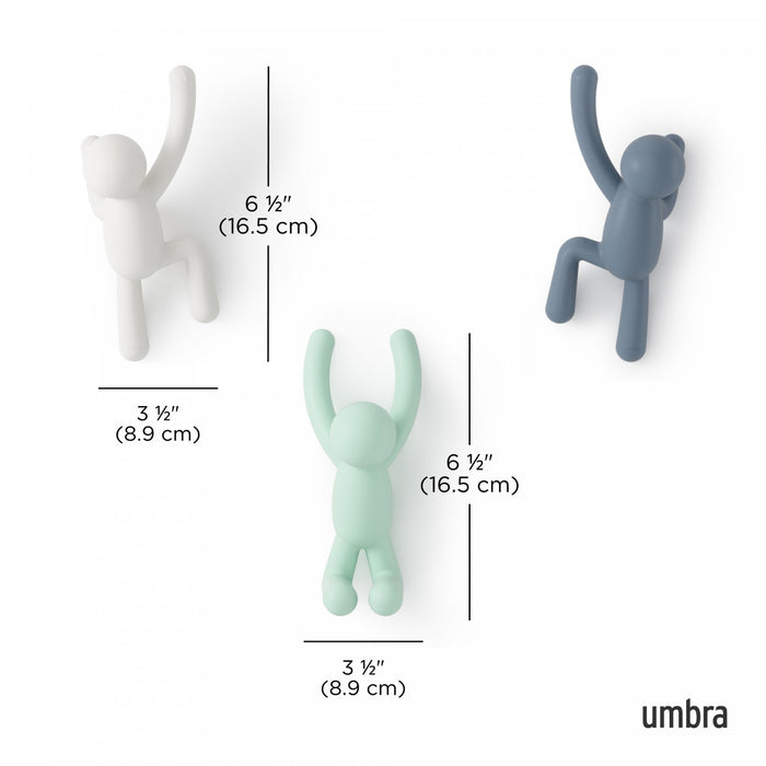 Umbra Buddy Wall Hooks - Grey and Green