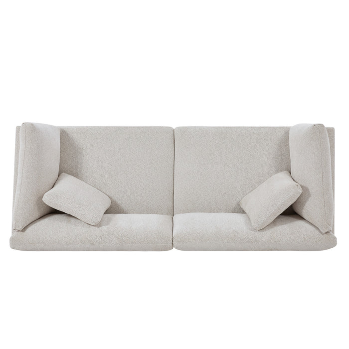 Flare Modern 83.5 Inch Flared Arms Sofa with High-Density Cushions, Beige