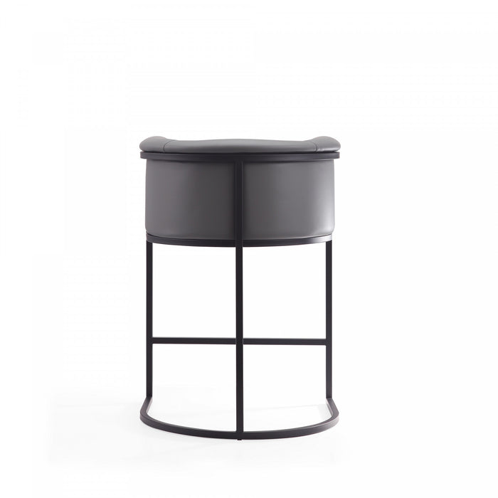 Cosmopolitan Mid-Century Modern Metal Upholstered Counter Stool in Gray - Set of 3 Bar Stool
