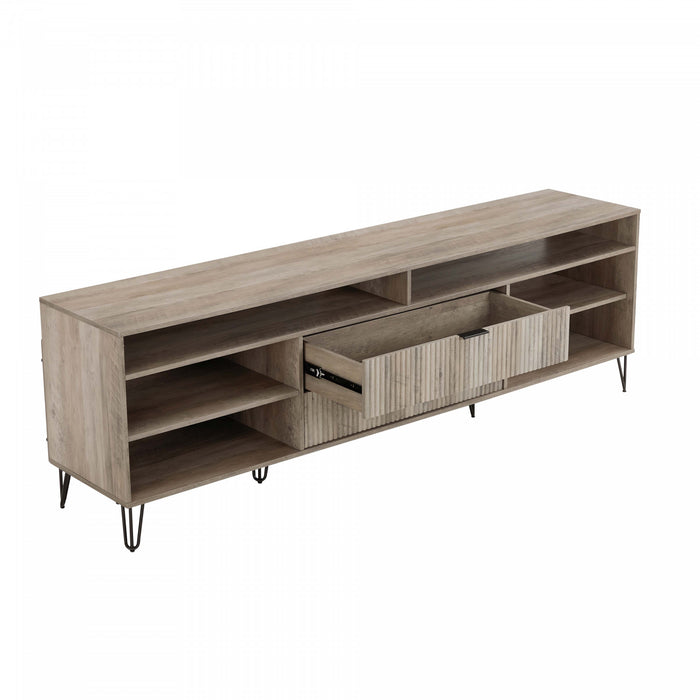 Dumbo Modern 85\" Fluted TV Stand in Rustic Gray