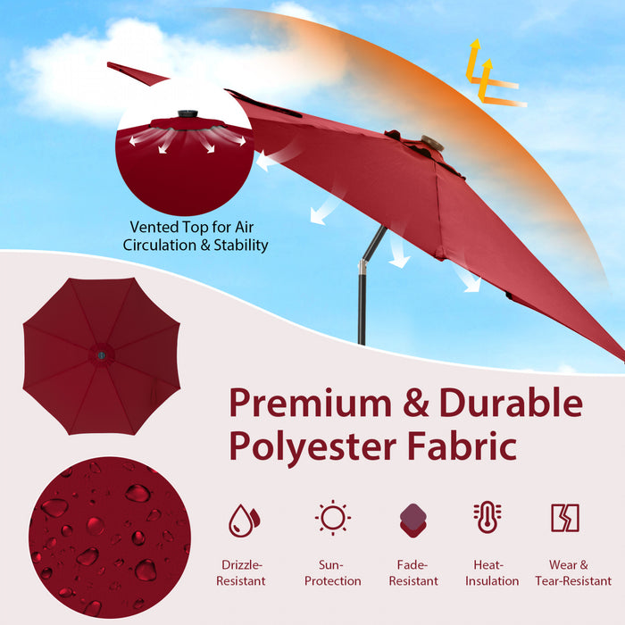Costway 10 FT 112 LED Solar-Lighted Patio Table Market Umbrella Crank Tilt Outdoor Wine