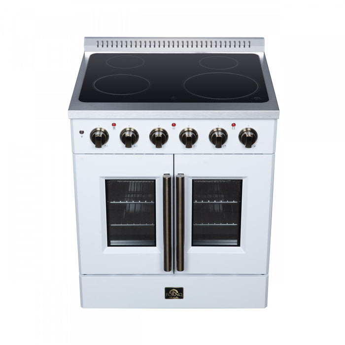 Galiano 30 Inch French Door Electric Range, 4 radiant burners, 4.32 cu.ft., White - FFSEL6917-30WHT