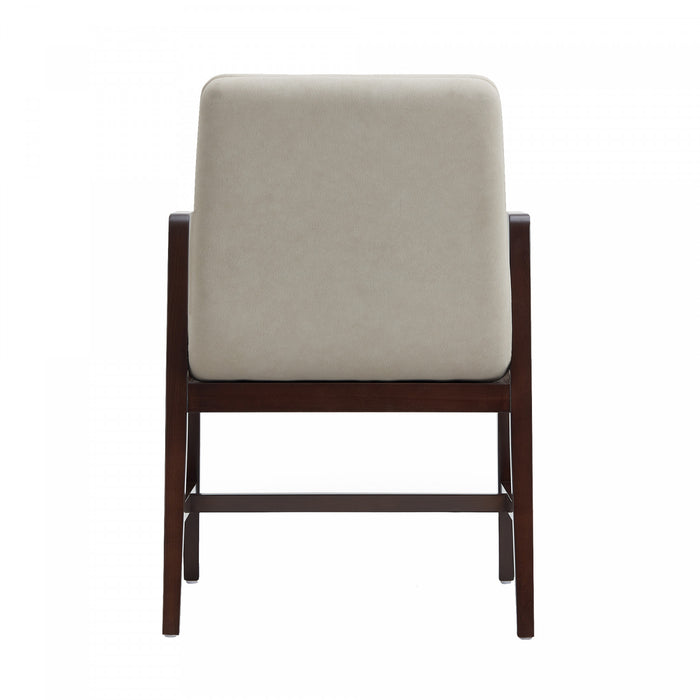 Stella Modern Wood Velvet Armchair in Champagne