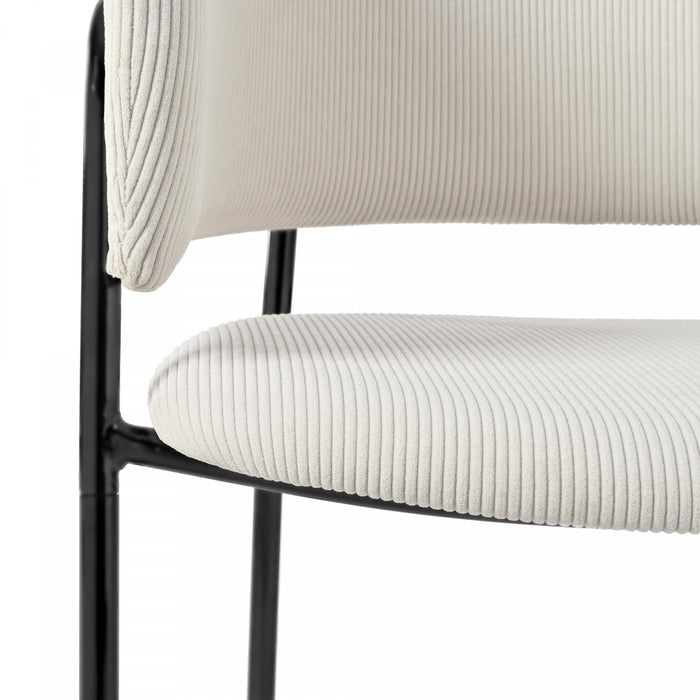 Ethan Set of 4 Modern Corduroy Upholstery Side Chair with Angled Legs and Adjustable Feet,Beige Dining Chair