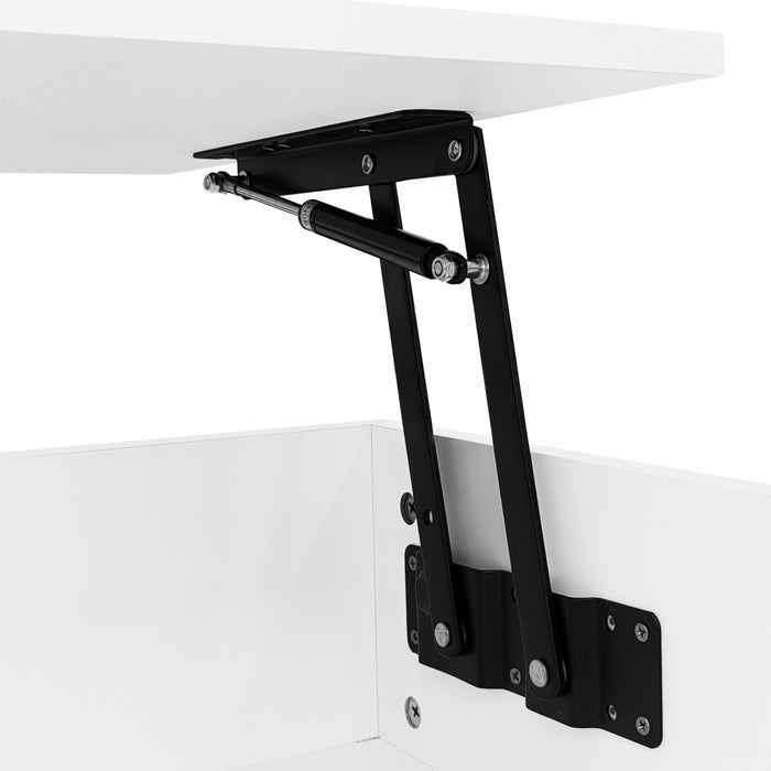 Logan Lift-Top Coffee Table with LED Lighting and Extendable Desktop,White