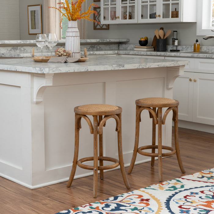 Rae Backless Rattan Counter-Height Stool - Natural