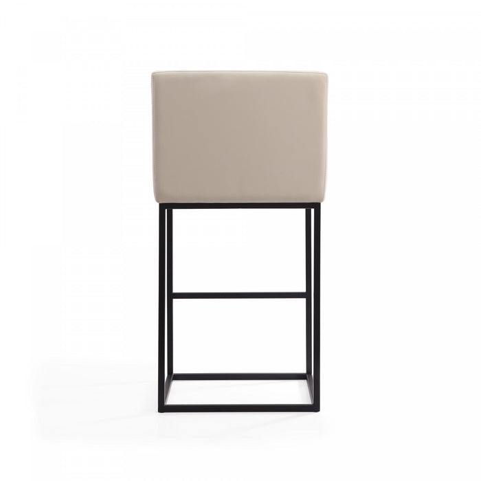 Ambassador Mid-Century Modern Metal Upholstered Barstool in Cream - Set of 3 Bar Stool