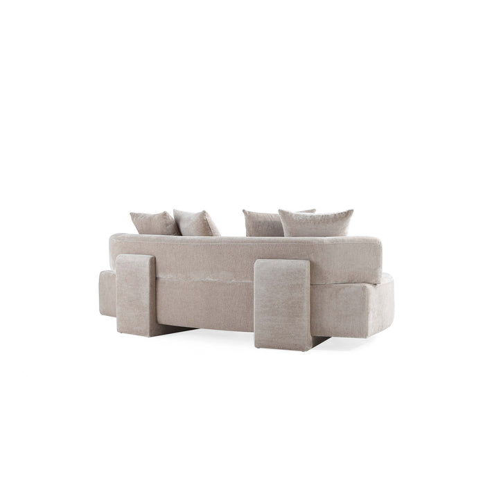 Verandah Mid-Century Modern 91\" Chenille Sofa in Beige