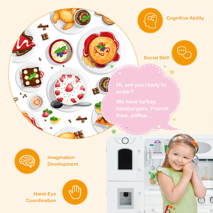 Costway Play Kitchen Pretend Play Cookware Set Toys For Kids W/ Water Dispenser