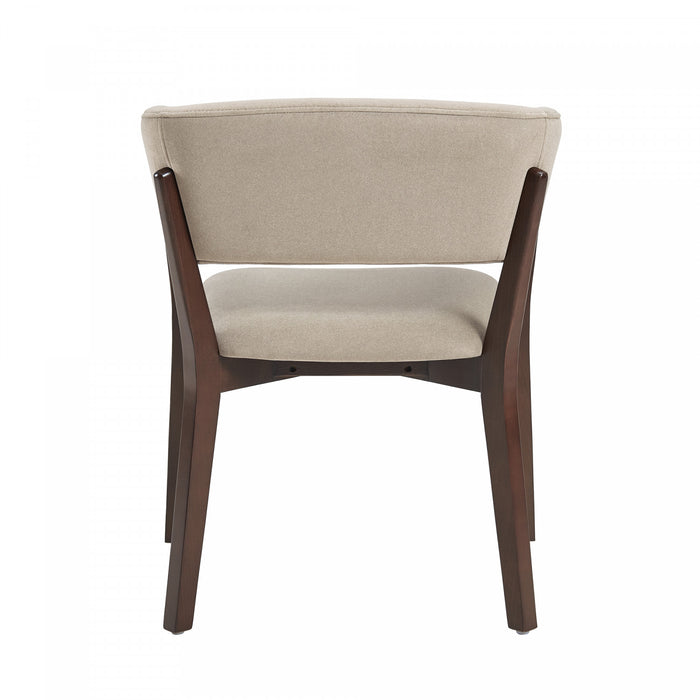 Blake Modern Faux Mohair Wood Armchair in Natural - Set of 2 Dining Chair