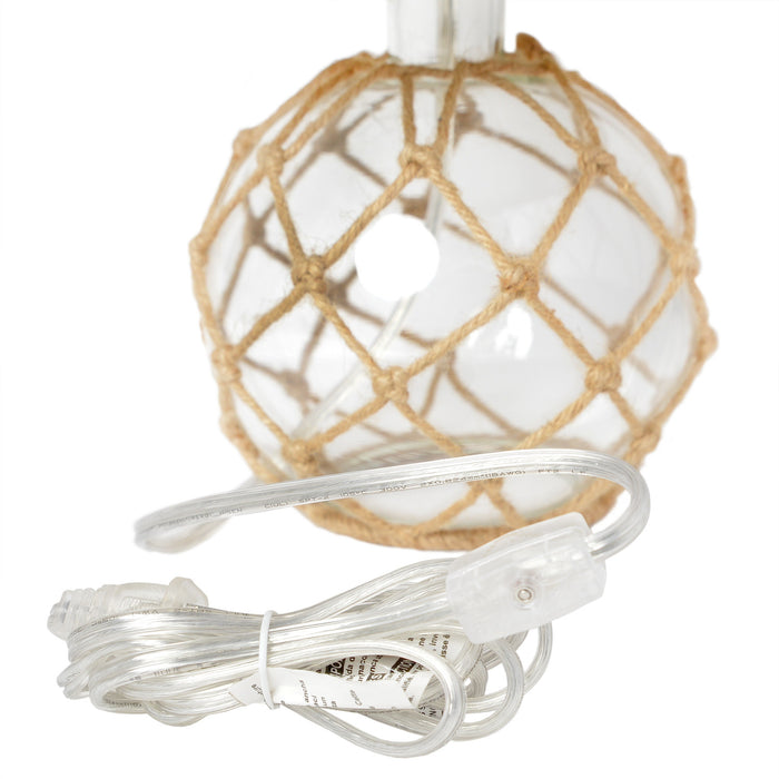 Marelle Netted Burlap & Glass Table Lamp, Clear, 14.75\"H