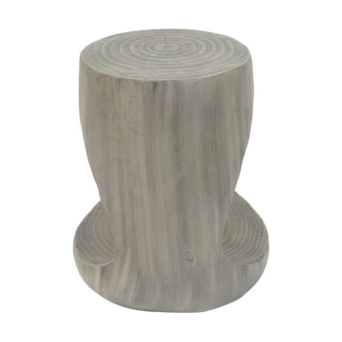 Elio 16.75\" Rustic Hollow Tree-Stump MGO Accent Table, Pet-Friendly Indoor Side Table, Grey