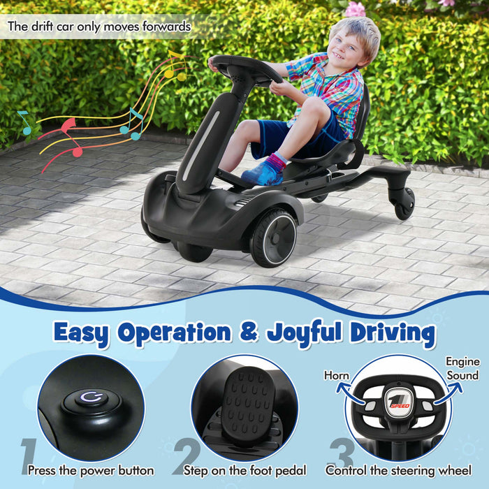 Costway 6v Kids Ride On Drift Car Electric Drifting Go Kart For Kids With 360° Spin Dark