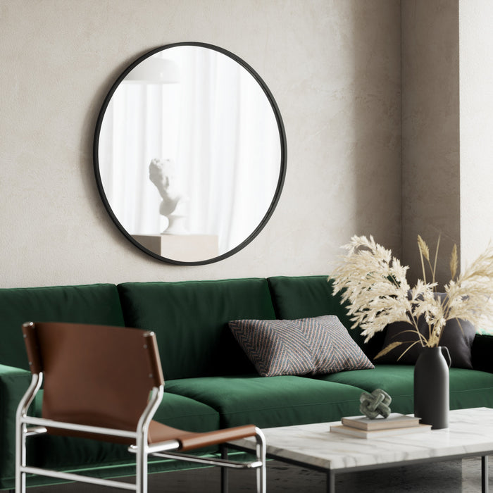 Umbra Hub Decorative Round 37\" x 37\" Wall Mirror - Black