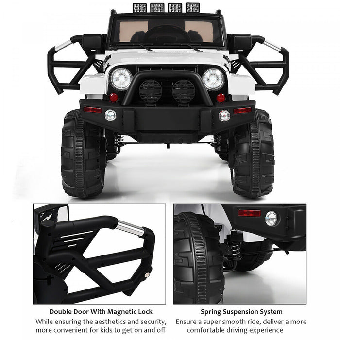 Costway 12v Kids Ride On Truck Car W/ Remote Control Mp3 Music Led Lights White