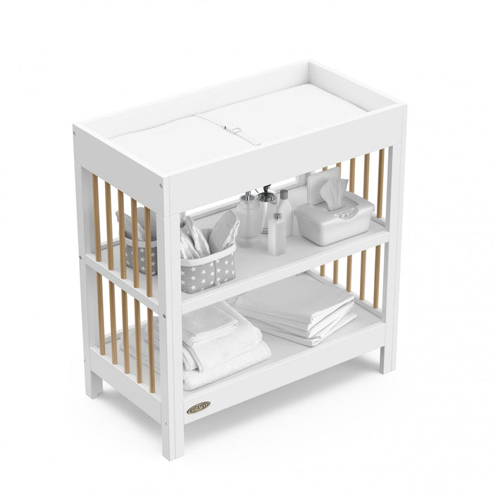 Graco Teddi Changing Table with Water-Resistant Changing Pad - White/Driftwood