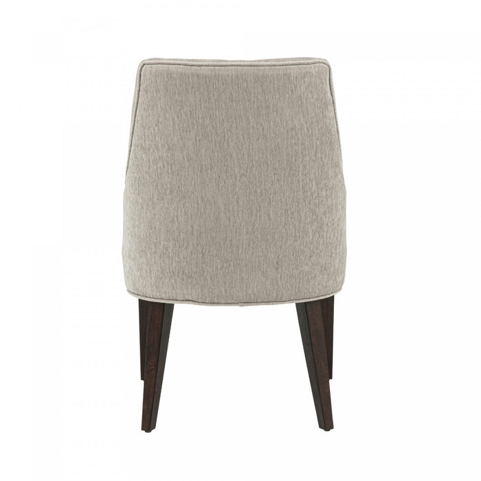Beever Modern Chenille Wood Armchair in Taupe - Set of 2 Dining Chair