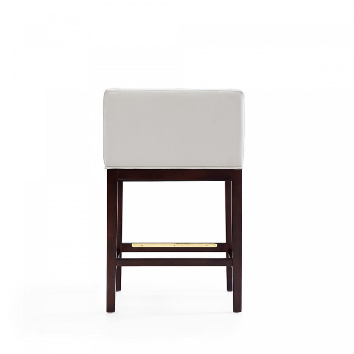 Kingsley Mid-Century Modern Wood Upholstered Counter Stool in Ivory - Set of 2