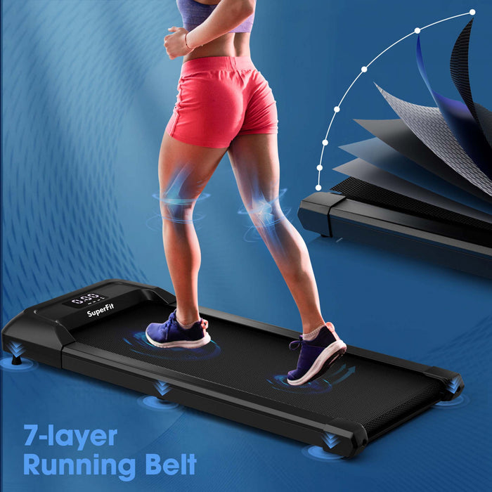 Superfit 0.6-3.8mph Walking Pad Under Desk Treadmill With Remote Control And Led Display Black