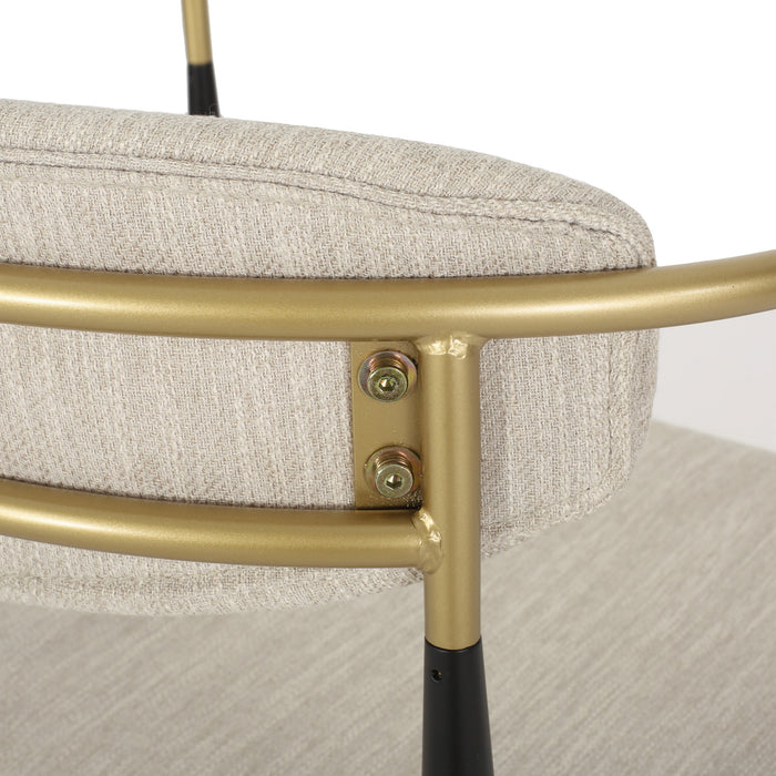 Aubrey Counter Stool Set Of 2 With Open Back,fabric Upholstery, Metal Frame - Beige