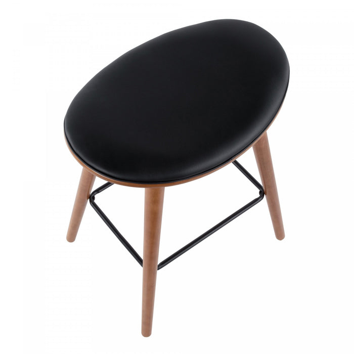 LumiSource Saddle Black Faux Leather Mid-Century Modern Counter-Height Stool - Set of 2
