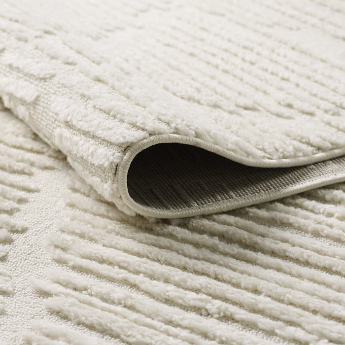 Quinto Lattice Large Cream Shag Area Rug - 2'7\" x 8'