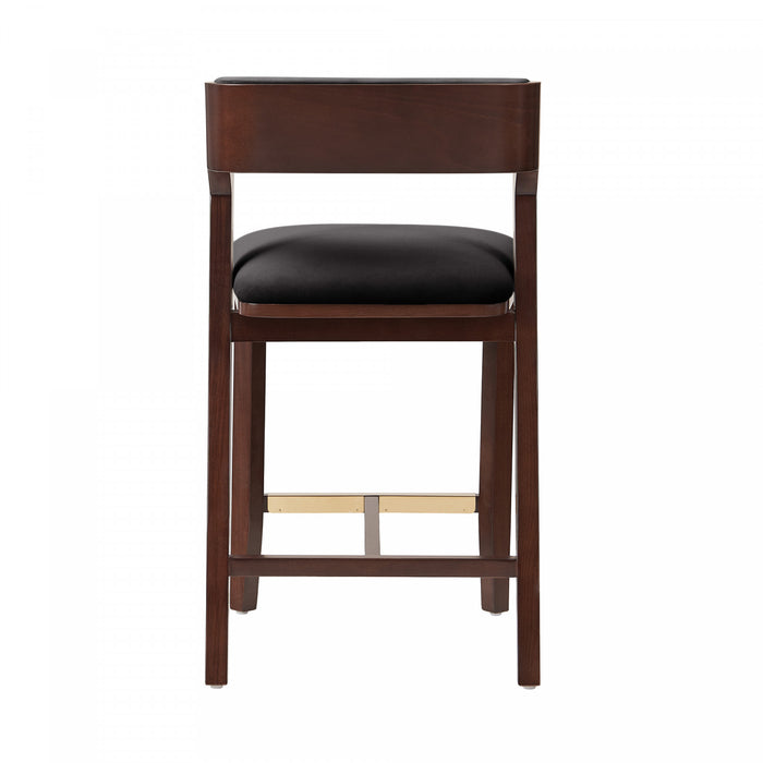 Patricia Modern Wood Upholstered Counter Stool in Black Armoire