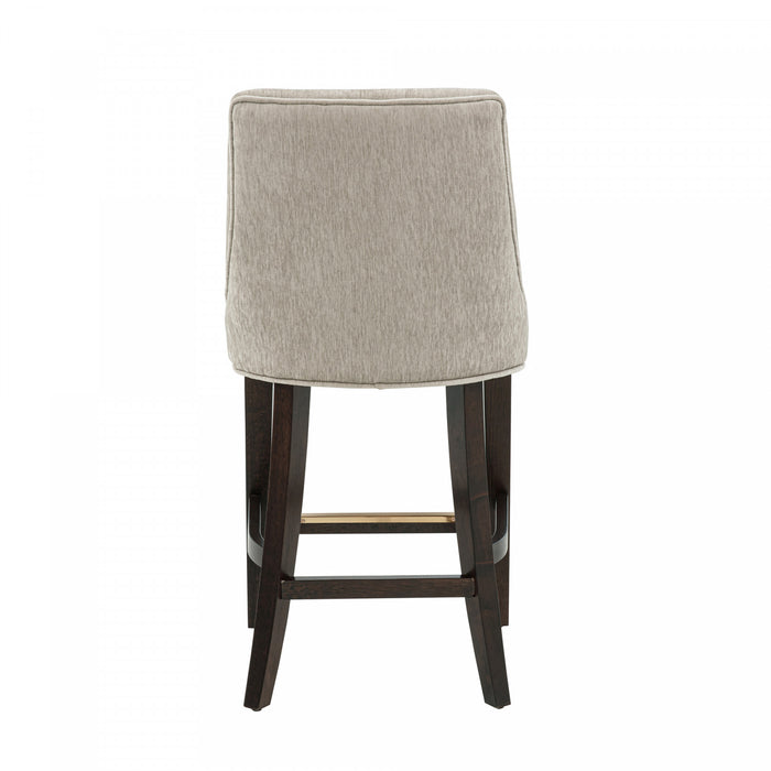 Beever Modern Chenille Wood Counter Stool in Taupe - Set of 2 Bar Stool