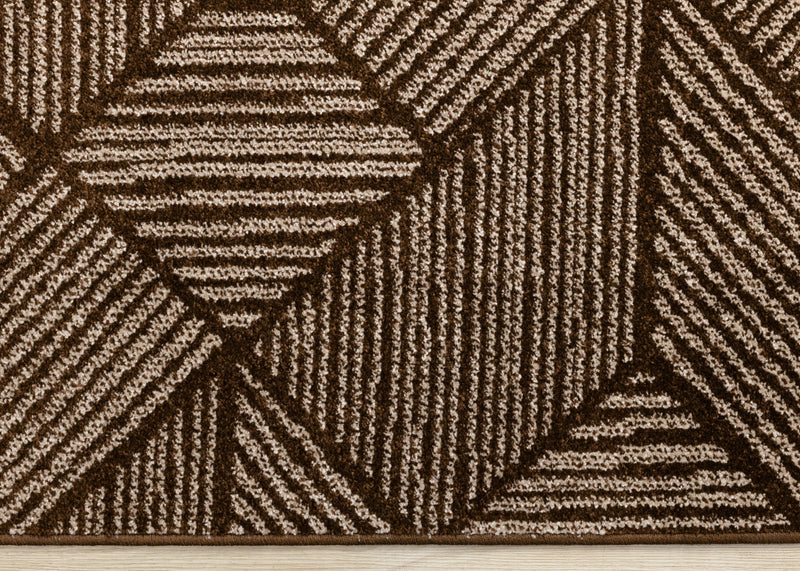 Covington Brown Taupe Striped Geometric Design Rug, 7'10\" x 10'6\" Indoor Area Rug