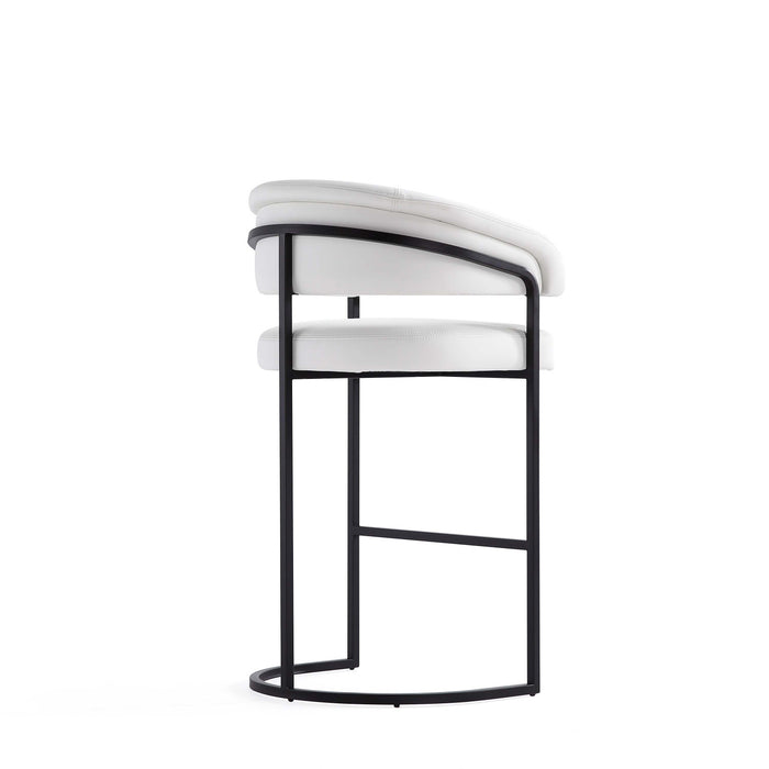 Augusta Modern Metal Upholstered Barstool in White