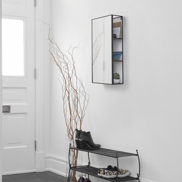 Umbra Cubiko Wall Mirror and Storage Unit - Black