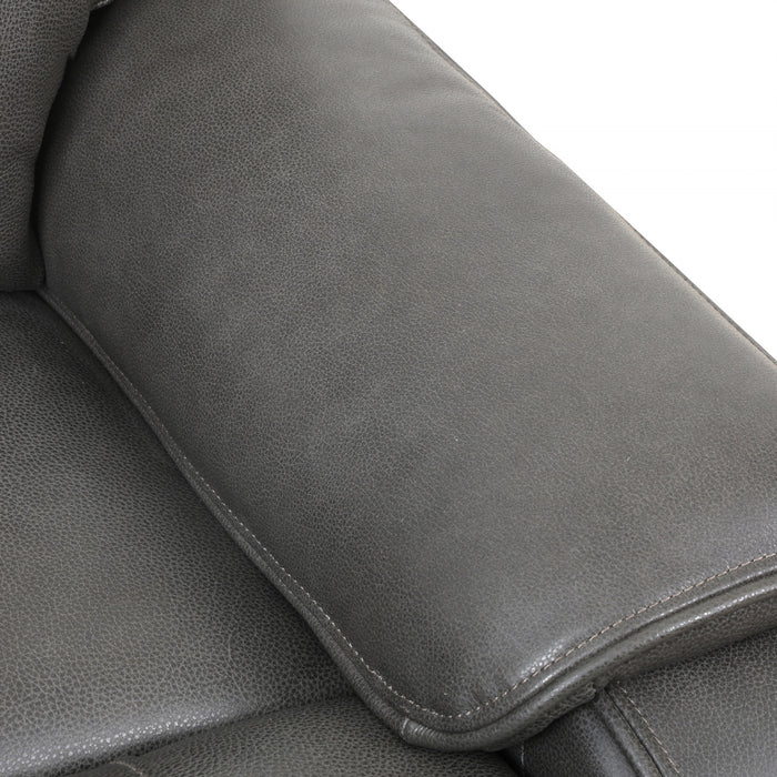 Marlow 60 in. Leather Match Power Reclining Loveseat with USB/USB-C - Charcoal