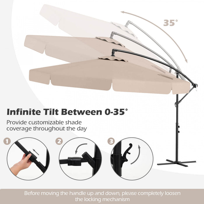 Costway 10 FT Offset Hanging Umbrella Patio Cantilever Umbrella with Cover Beige