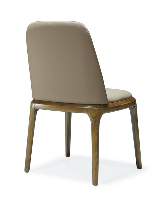 Courding Modern Vegan Leather Wood Dining Chair in Tan - Set of 2