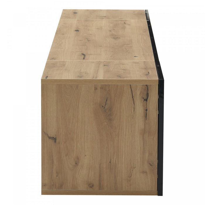 Oliver Wall-Mounted TV Cabinet with LED Lighting Storage,Black
