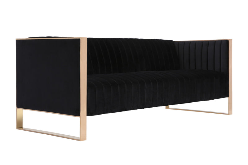 Trillium Mid-Century Modern 2-Piece Sofa Set in Black