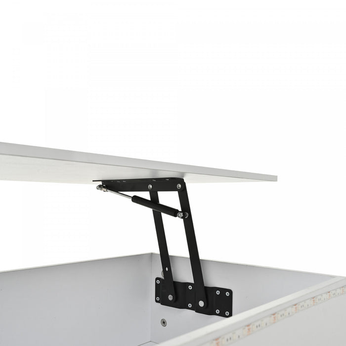 Daniel Lift-Top Coffee Table with LED Lighting and 4 Drawers,White