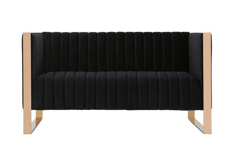 Trillium Mid-Century Modern 3-Piece Sofa Set in Black