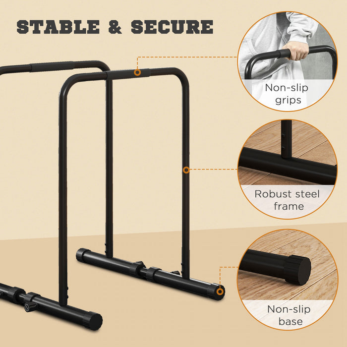 Soozier Push Up Bars Dip Station With Adjustable Height And Width For Home Gym