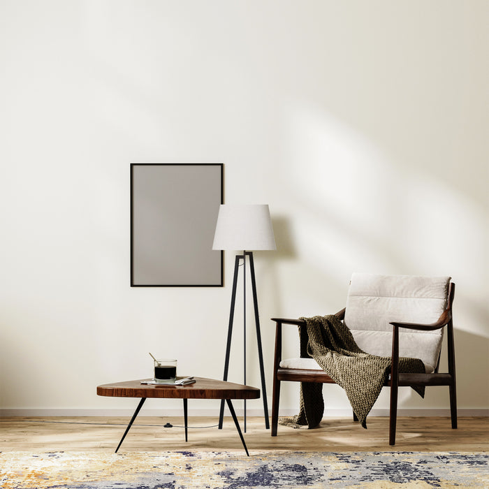 64\" Black Architectural Tripod Floor Lamp with Textured Shade
