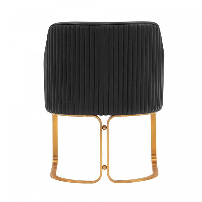 Raya Modern Wood Vegan Leather Dining Chair in Black - Set of 2