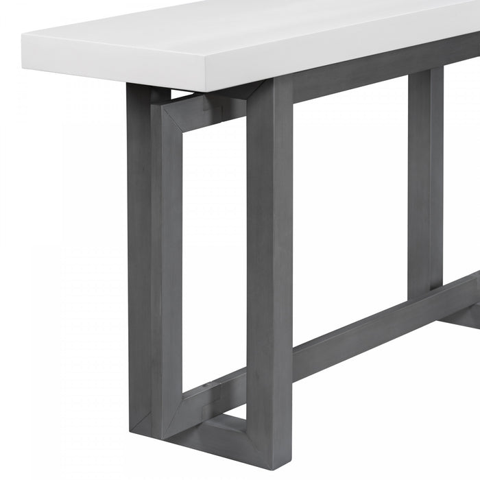 Ethan 59.1'' Triple Rectangle Design Painted Entryway Table with Pine Wood Legs,White Sofa Table