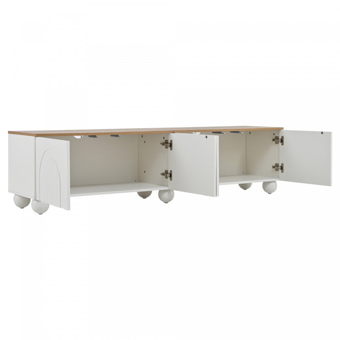 Nathan TV Stand with 4 Doors Large Storage,White